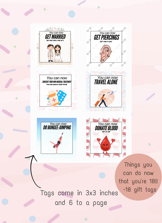 18th birthday fun tags